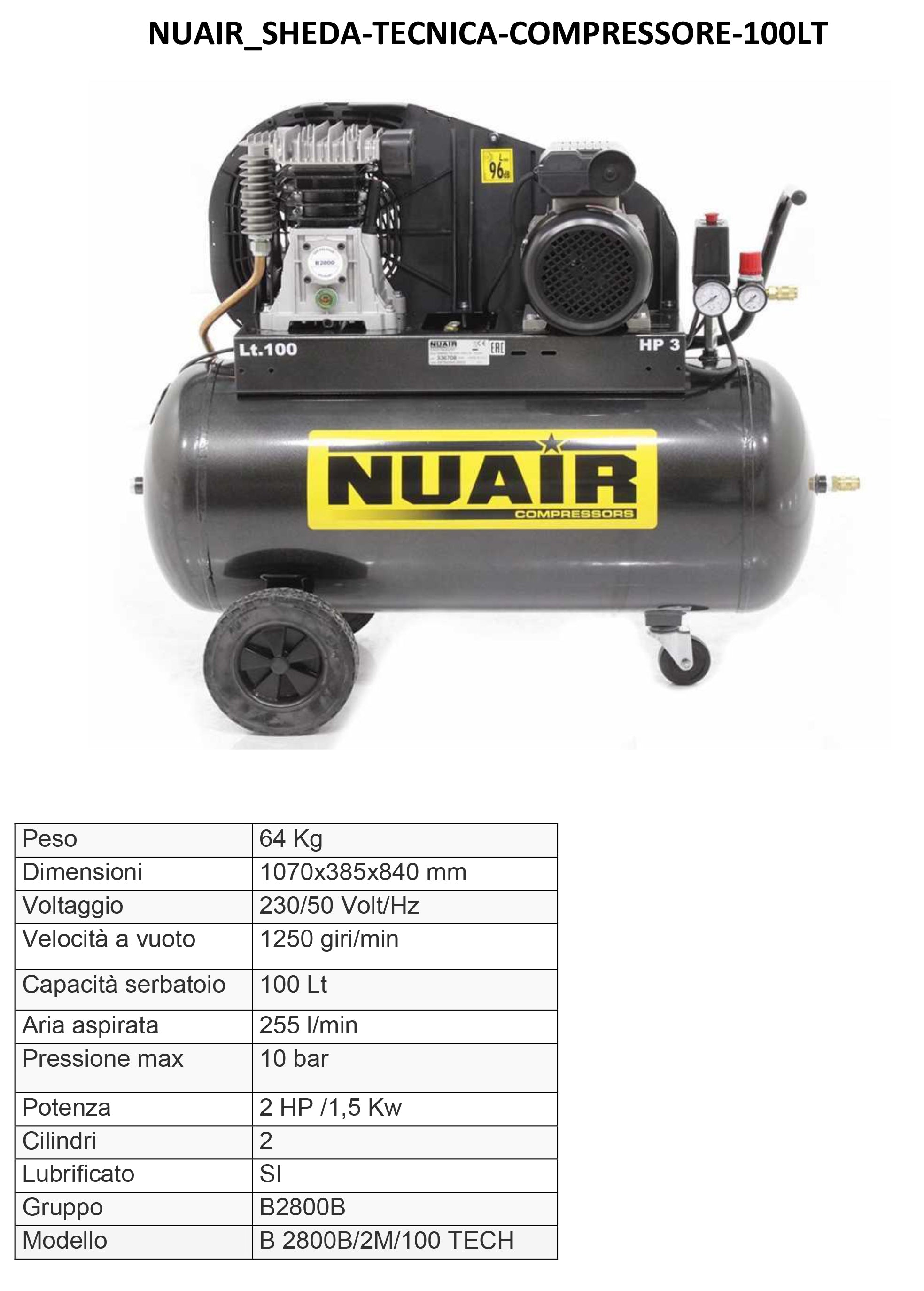 COMPRESSORE B2800/100/CM2 28FC404NUBO12 NUAIR
